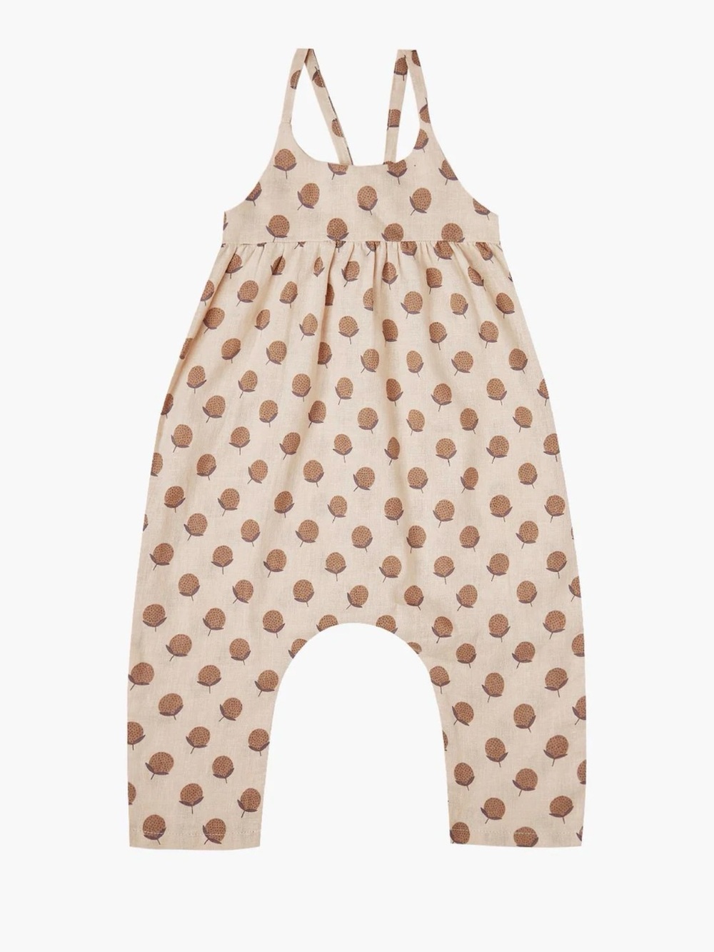 Rylee + Cru Cream Romper with Brown Bud Print